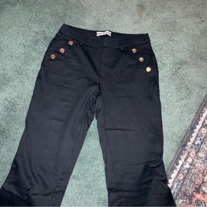 Black Knit Button-Accent Pants
